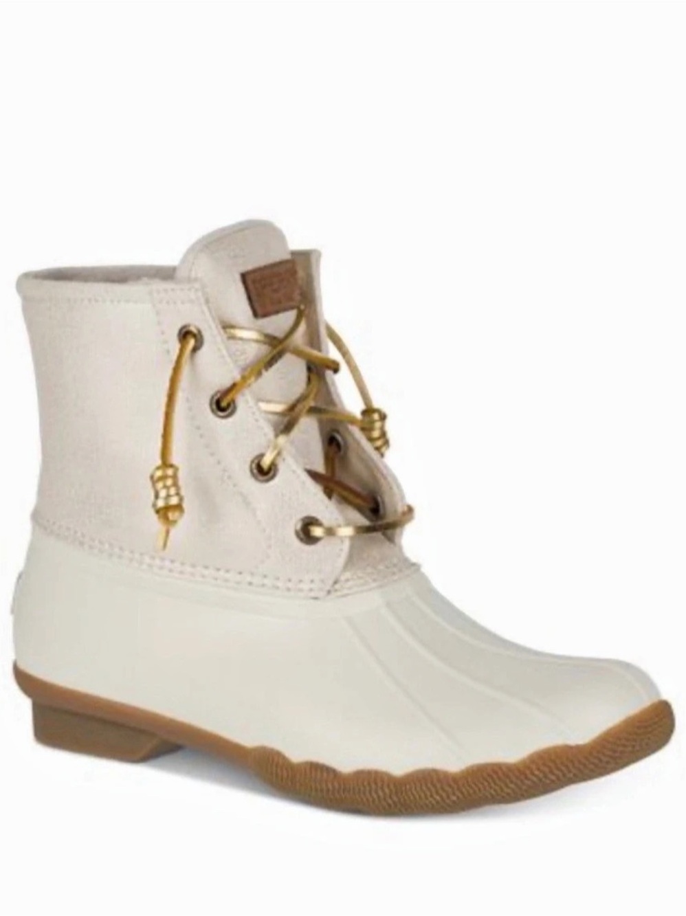 Sperry Saltwater Sparkle Duck Boot Boots White & Brown US 6